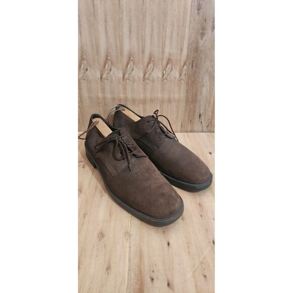 J Crew Kenton Oxfords Derbys Dress Shoes Mens Size 11 Coffee Brown Suede Lace Up - Picture 1 of 8